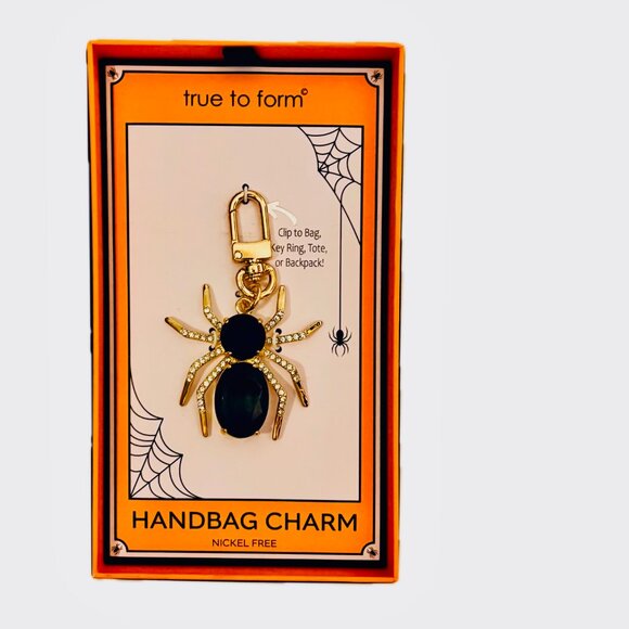 True to Form Spider Bag Charm Iridescent Crystal and Glass CZ Gold Tone Clip NIB - Picture 3 of 10